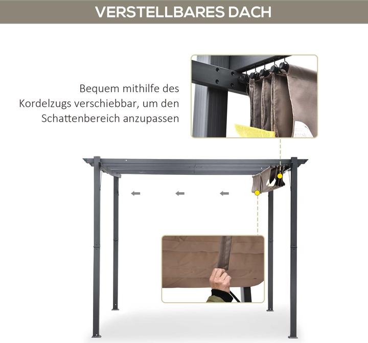Actual product image Outsunny Pergola with sliding roof (300 cm, 300 cm)