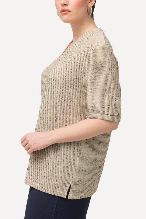 Produktbild Ulla Popken Sweatshirt, Struktur, V-Ausschnitt, Halbarm (42, 44)
