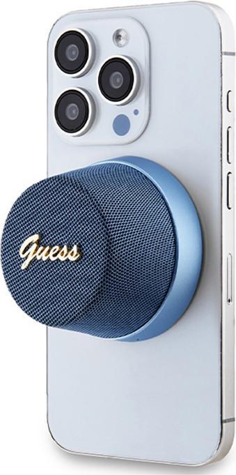 Actual product image Guess głośnik Bluetooth GUWSC3ALSMB Speaker Stand niebieski/blue Magnetic Script Metal (12 h, Electrical connection)