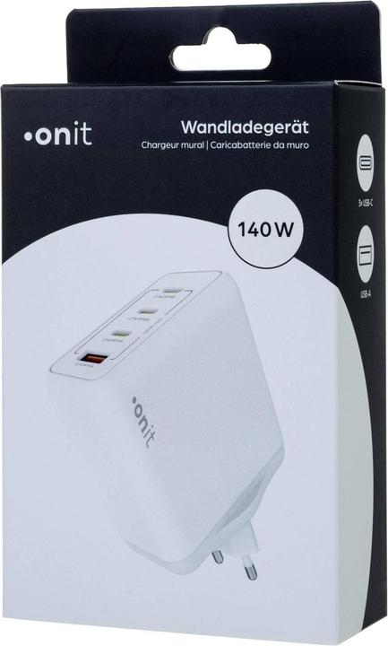Immagine prodotto Onit USB-Wandladegerät Quad 3C1A 140 W GaN Weiss (140 W, 4 porte)