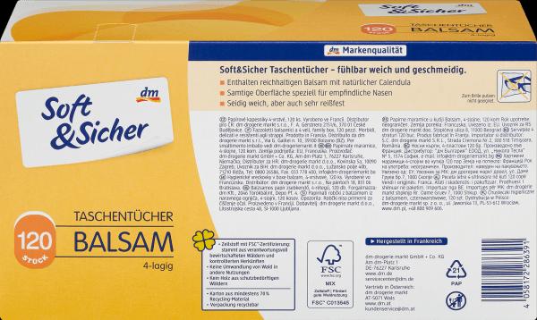 Valori nutrizionali e ingredienti dm Soft&Sicher Scatola di fazzoletti Balsam a 4 strati