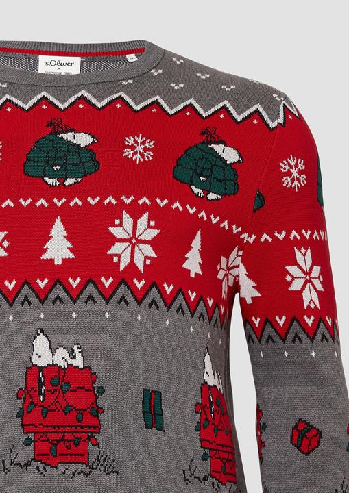 Produktbild s.Oliver Strickpullover Weihnachtspullover aus reiner Baumwolle mit Peanuts®-Motiv (4XL)