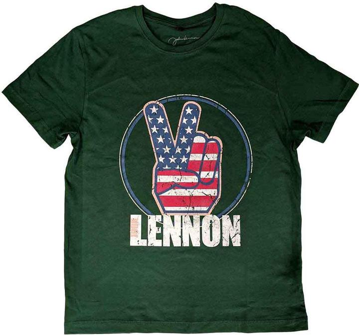 John Lennon Peace Fingers US Flag