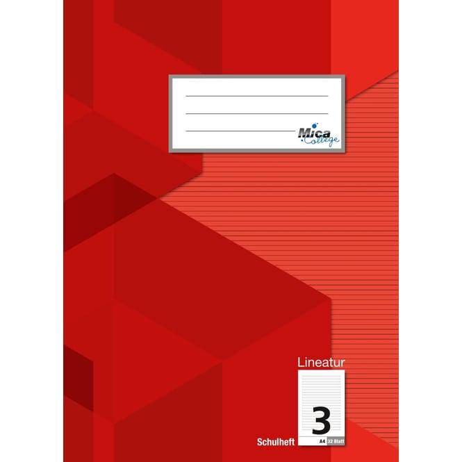 MICA College Doppelheft - DIN A4 - Lineatur 3 - liniert - 32 Blatt (A4, Liniert)