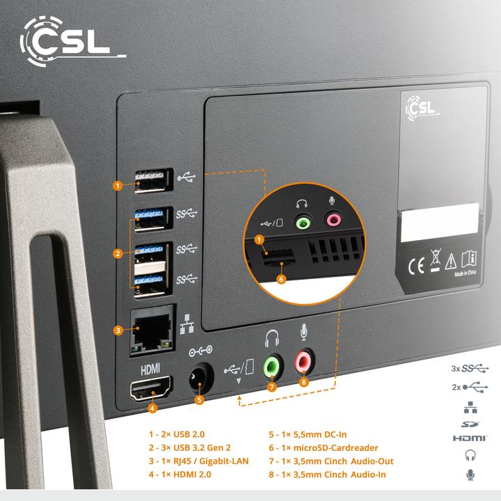 Actual product image CSL All-in-One-PC Unity F27B-ALS 512 GB 16 GB RAM Win 11 Pro (16 GB, 512 GB, Intel UHD Graphics)