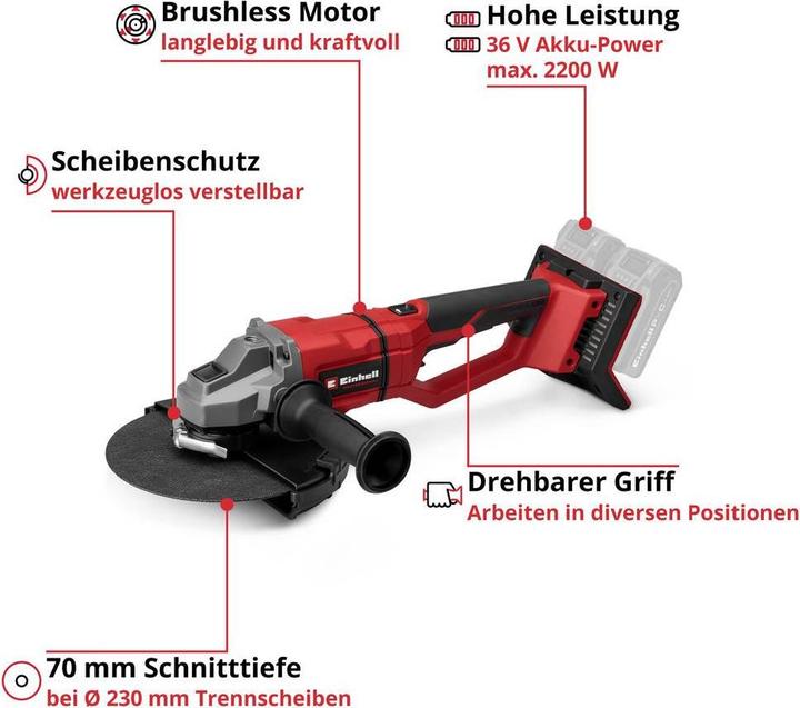 Produktbild Einhell Professional TP-AG 36/230-22 Li BL - Solo 4431161 Akku-Winkelschleifer (230 mm)