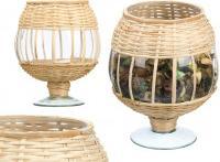 Giftdecor Glas-Kerzenhalter Glas-Rattan