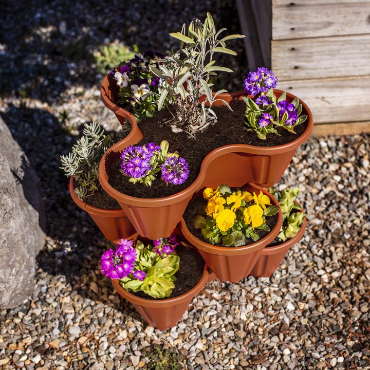 Image du produit UPP Pots à plantes, tour à plantes, empilable, terre cuite, lot de 3 (12 cm)