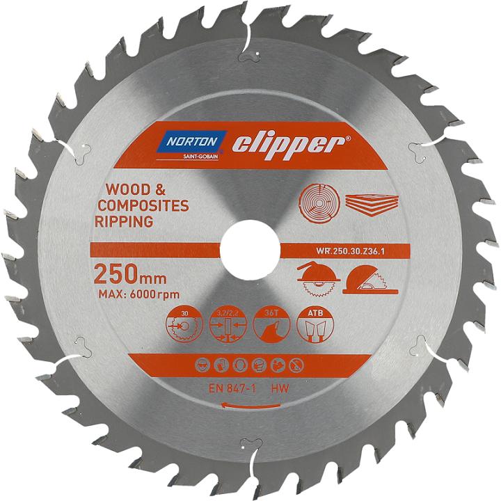 Norton Clipper, Lama, PIŁA TARCZOWA 250mm x 30mm x 36z DREWNO I KOMPOZYTY ATB (3,2 / 2,2)