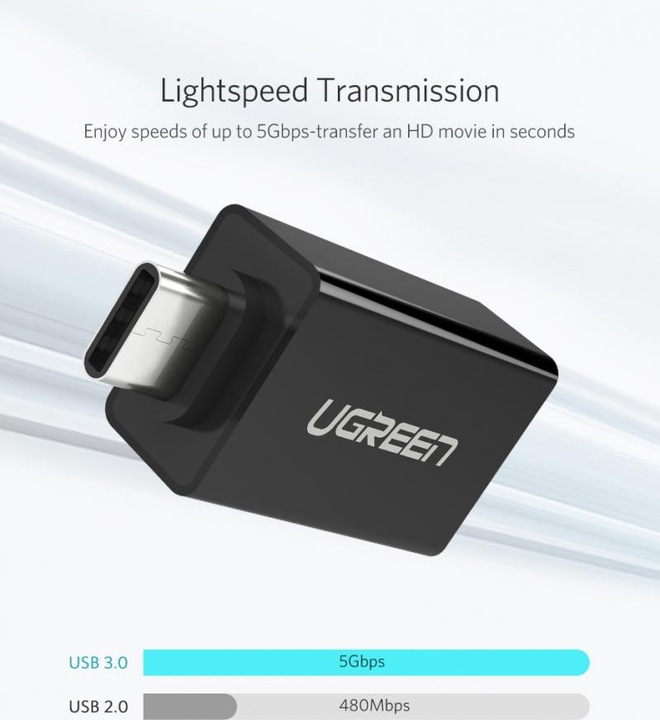 Image du produit Ugreen Adaptateur USB-C 3.1 vers USB-A 3.0 femelle (USB-A, USB-C, 28 cm)