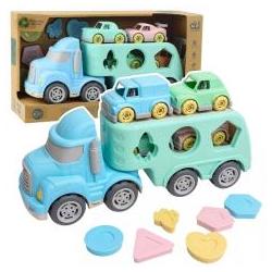 Lean Toys LKW-Abschleppwagen-Sortierspiel mit Autos, Bausteinen, Pastellfarben, Bio-Kunststoff