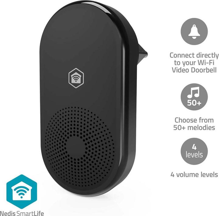 Produktbild Nedis SmartLife Gong | RF, Frequenz 433 Mhz | Zubehör für: WIFICDP11BK / WIFICDP21BK / WIFICDP31BK | (Funk 433-Mhz)