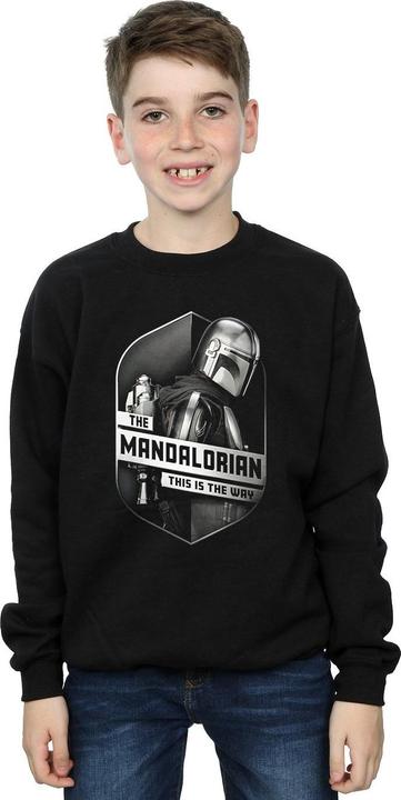 Actual product image Star Wars Boys The Mandalorian This Way Mando Shield Sweatshirt (104)