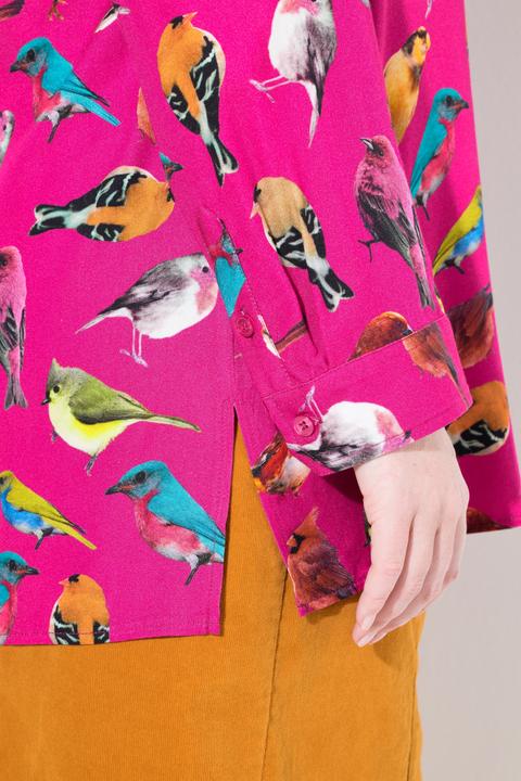 Produktbild Ulla Popken Hemdbluse, Vögel, Hemdkragen, Langarm (46, 48)