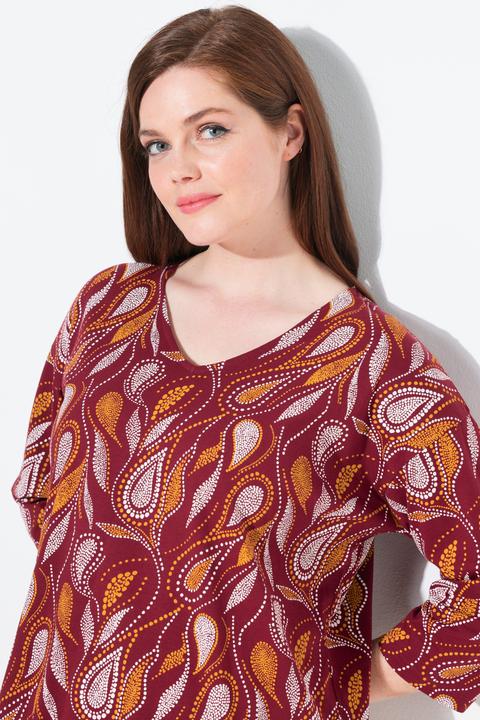 Produktbild Ulla Popken Pyjamashirt, Paisley, V-Ausschnitt, 3/4-Arm (58)