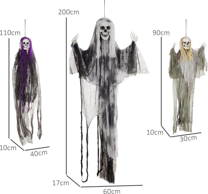 Produktbild Homcom Halloween Dekoration Polyester, Stahl Mehrfarbig (3 Stück)