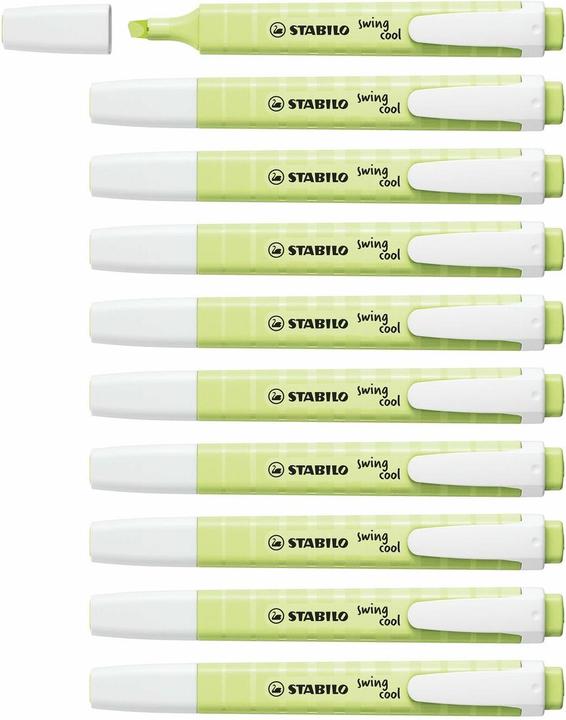 Actual product image STABILO Highlighter - swing cool Pastel - Pack of 10 - Pinch of lime (Pinch of lime, 4 mm, 10 x)