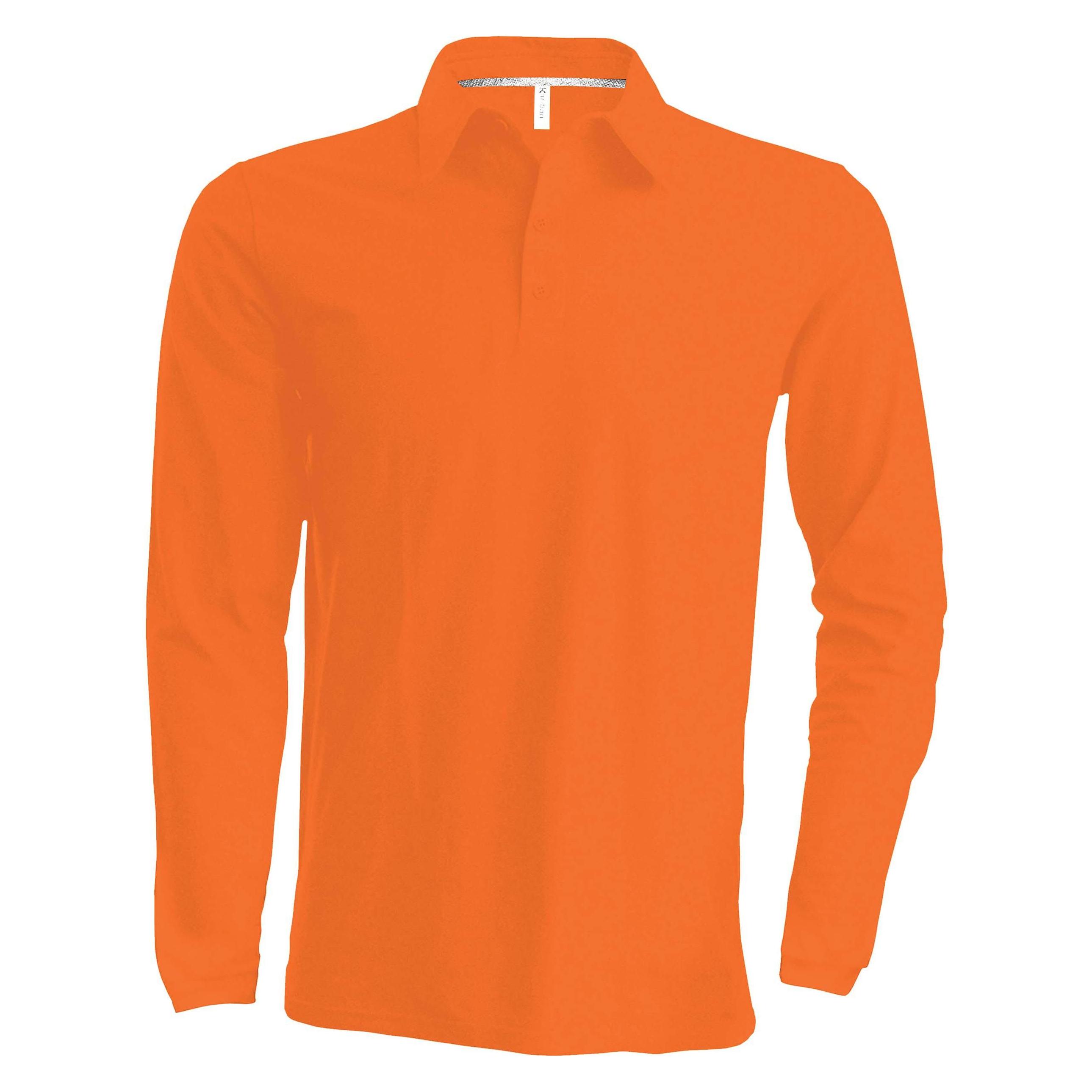Kariban, Herren, Shirts, Langärmeliges Polo-Shirt, Orange, (Xl)
