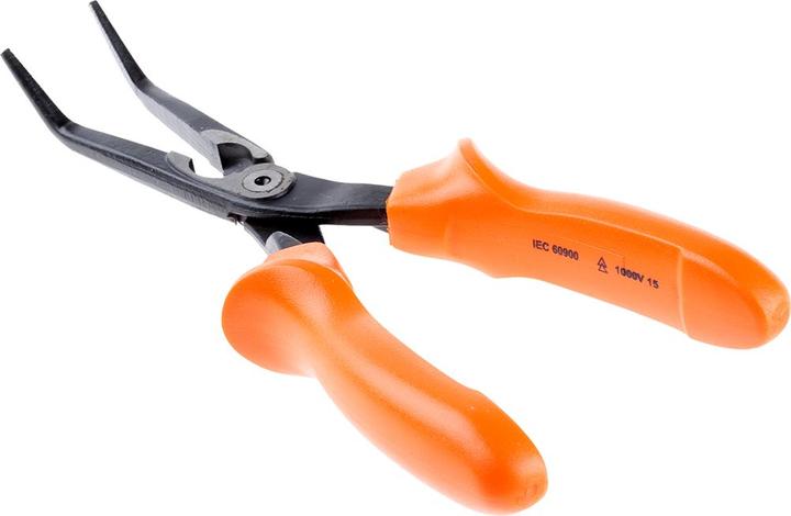 Produktbild Bahco ERGO Flachrundzangen mit isolierten Zwei-Komponenten-Griffen und um 45° abgewinkelter Spitze, phos (200 mm)