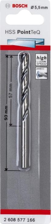 Produktbild Bosch Professional Zubehör Metallspiralbohrer HSS PointTeQ, DIN 338, 5,5 mm, 1er-Pack (5.50 Millimeter)