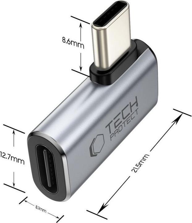 Produktbild Tech-Protect Ultraboost AA01 USB-C Winkeladapter - Grau (USB-C, USB-C)