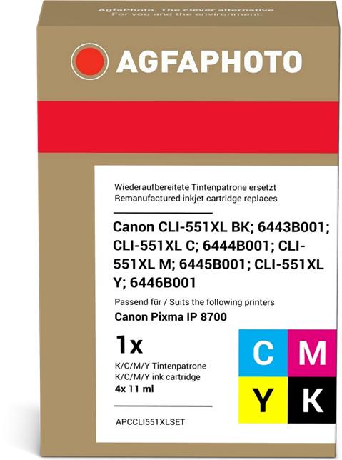 Produktbild AGFAPHOTO Apccli551xlset (BK, C, M, Y)