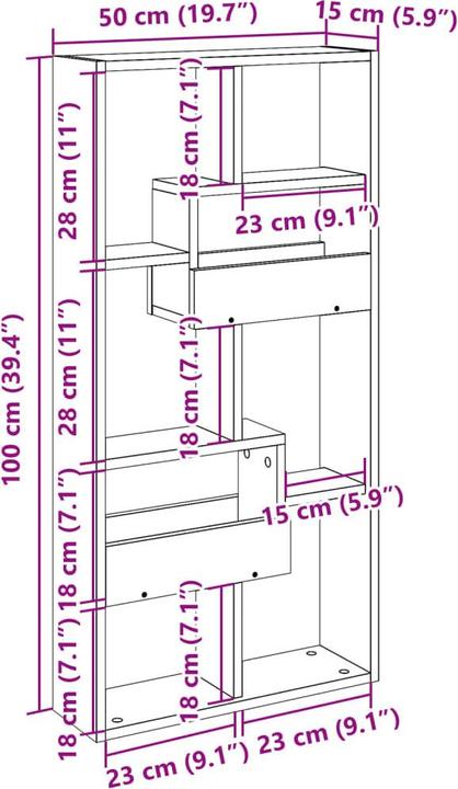 Actual product image vidaXL Wall cabinet (50 x 15 x 100 cm)
