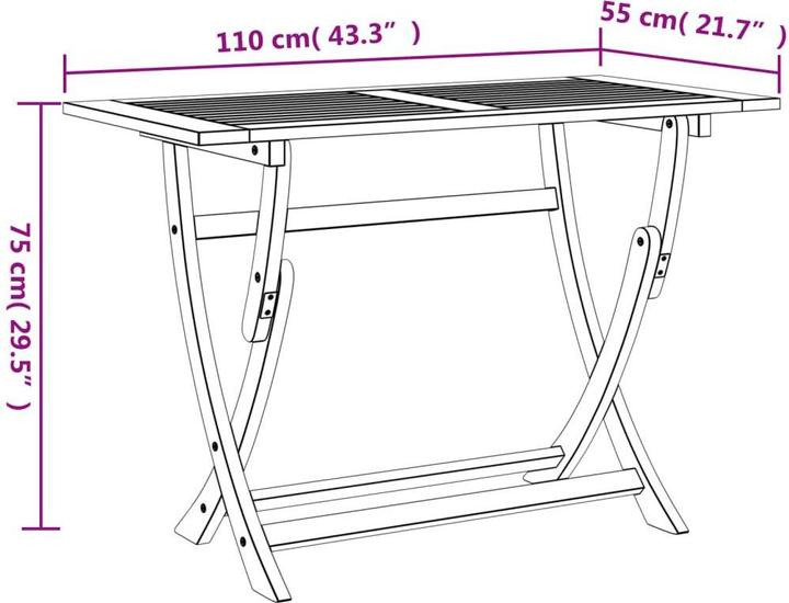Produktbild vidaXL Gartentisch (110 x 55 x 75 cm)