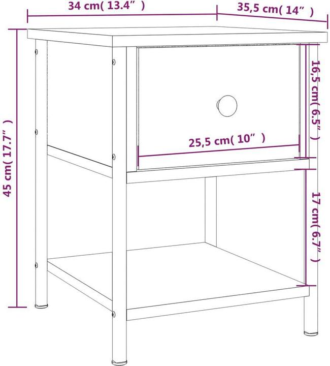 Produktbild vidaXL Nachttisch (34 x 35.50 x 45 cm)