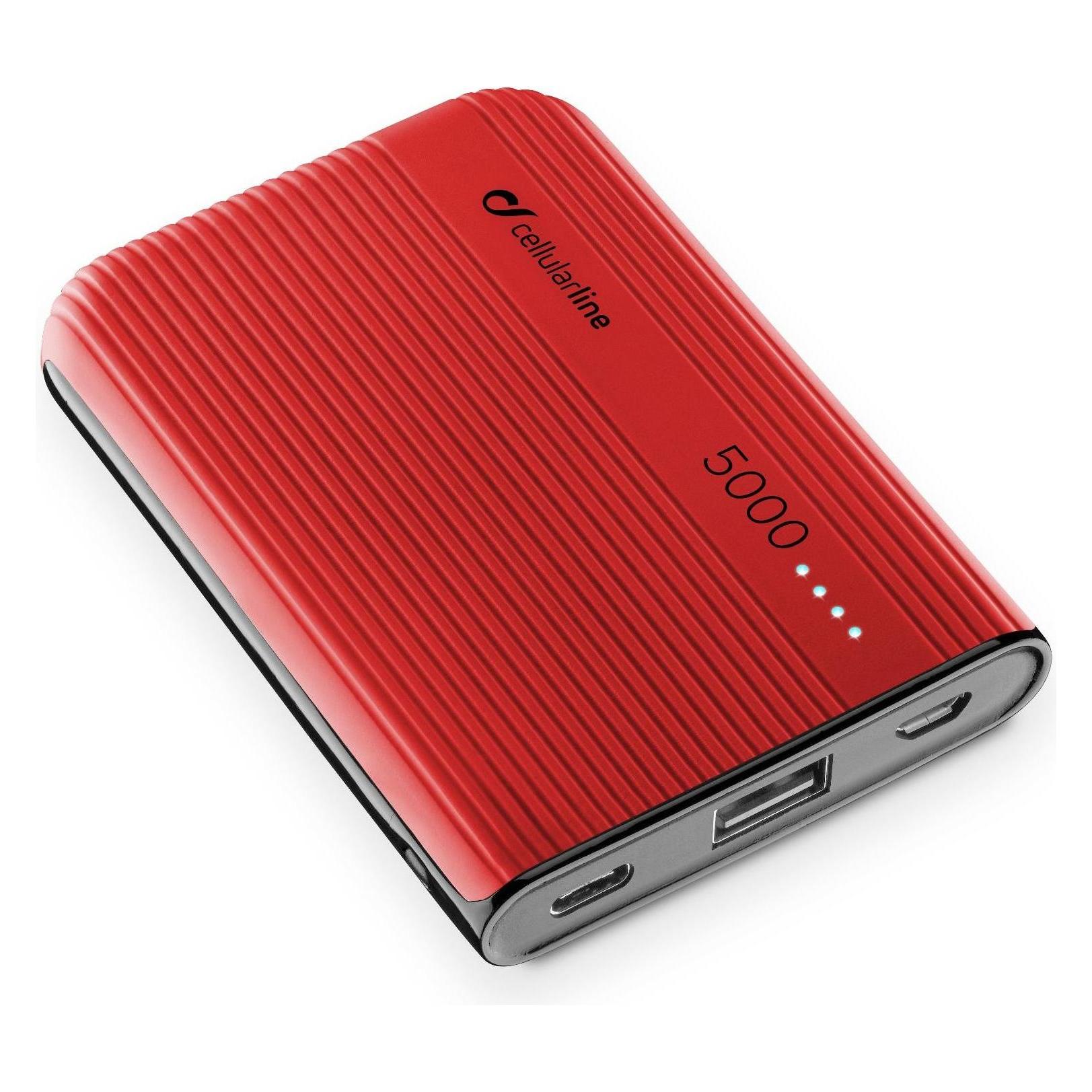 Cellularline PowerTank (5000 mAh, 10 W, 18.50 Wh), Powerbank, Rosso