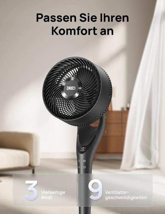 Image du produit Dreo - Quiet Floor Fan TurnoPoly 154, 9 Speeds, 3 Modes (25 dB)