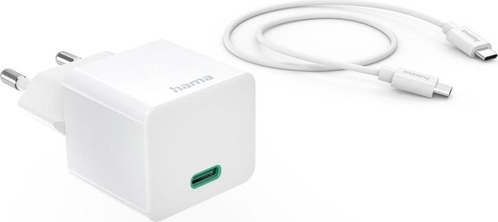 Image du produit Hama Chargeur rapide avec câble de charge USB-C, mini-chargeur, PD, 20W, 1m, blanc (20 W, 1 portion)