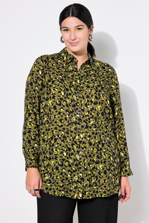 Actual product image Studio Untold Electric Leopard Print Long Sleeve Button Down Tunic Shirt (42, 44)