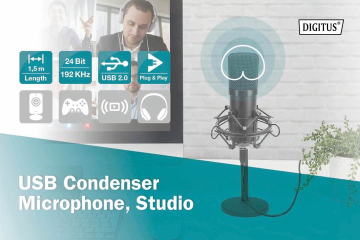 Produktbild Digitus Kondensatormikrofon USB 1.5m 192kHz/24Bit