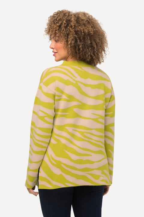 Actual product image Ulla Popken Zebra Print Mock Turtleneck Long Sleeve Sweater (46, 48)