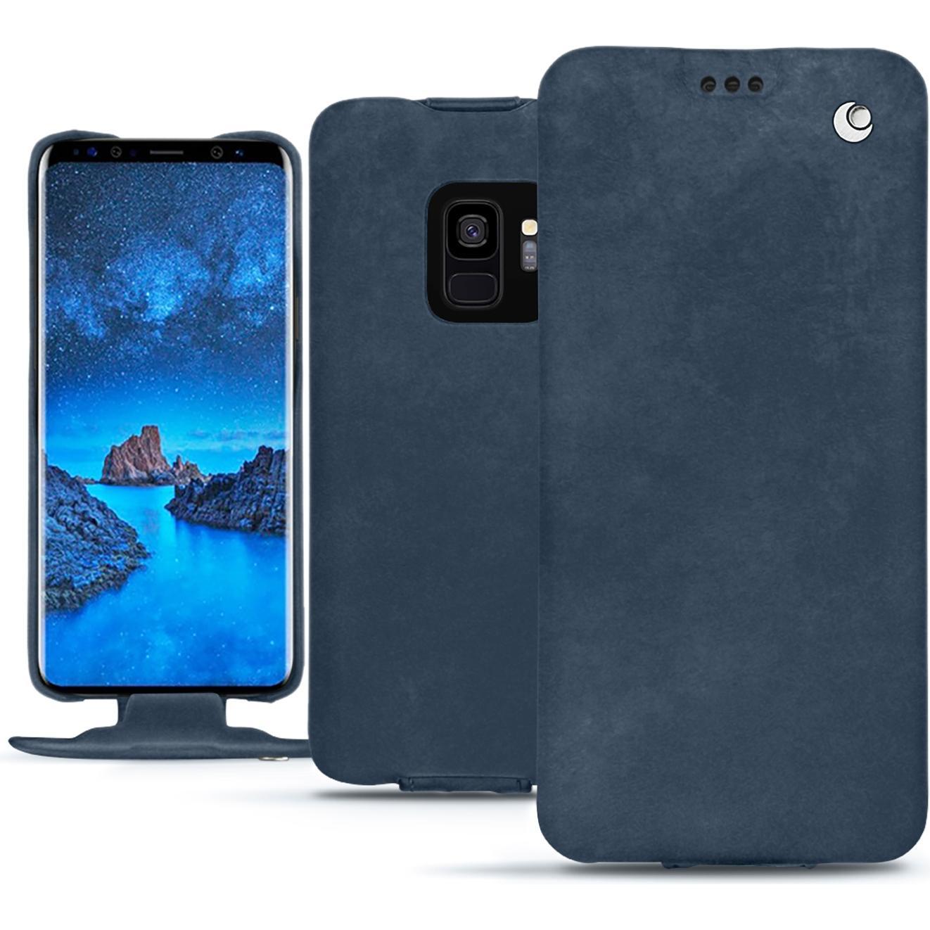 Noreve Lederschutzhülle vertikal (Samsung Galaxy S9), Smartphone Hülle, Blau