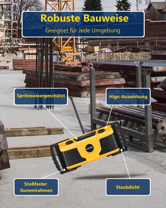 Actual product image Ueme Baustellenradio mit DAB+ und Bluetooth (DAB+, Bluetooth)