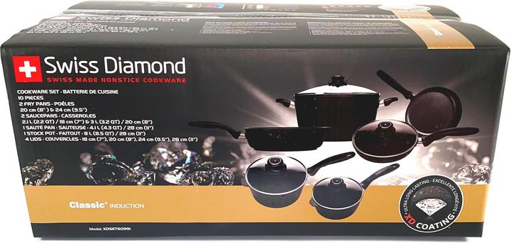 Image du produit Swiss Diamond Set de 10 poêles CLASSIC XD Noir (28 cm, Ensemble de casseroles et de poêles de cuisson, Aluminium)