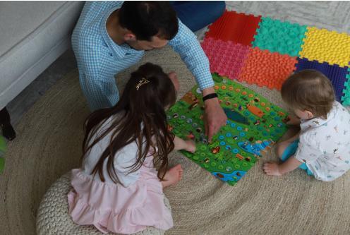 Actual product image Montessori Orthopaedic sensory structure mats Puzzle "Mix" 10 elements with forest adventure game (26 x 26 cm)