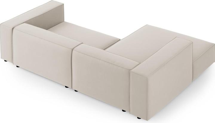 Actual product image Cosmopolitan Design Velvet Left Corner Sofa, "Arendal", 3 Seats, Ecru, 224x166x70 Made in Europe (3-seater, Corner sofa)