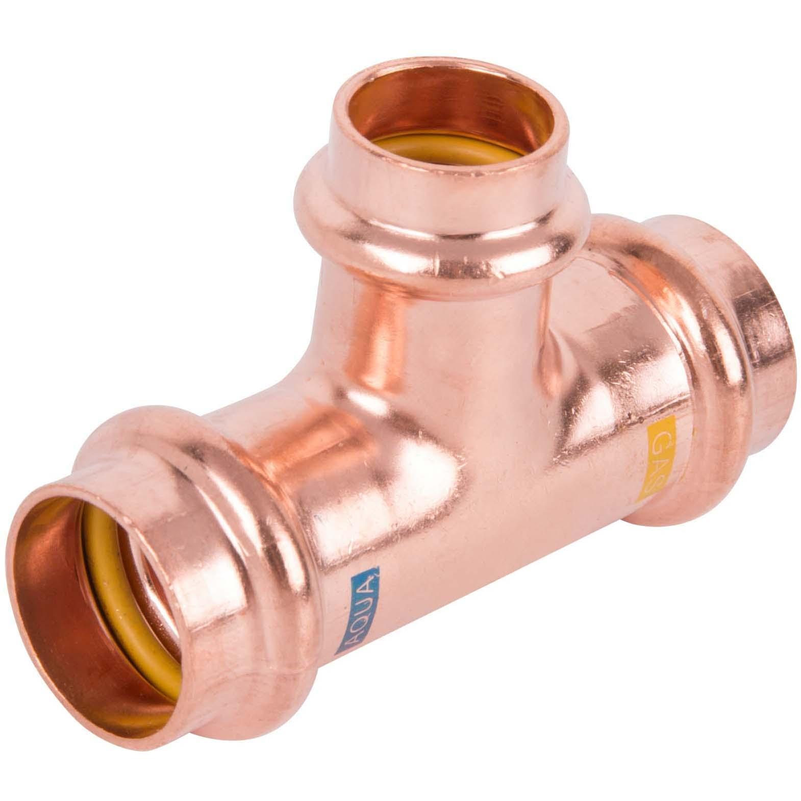 Hermann schmidt, Rohrverbindungstechnik, HS T-Stück V-Press Copper AQUAGAS reduziert, 35x22x35mm (T-Verbindung)