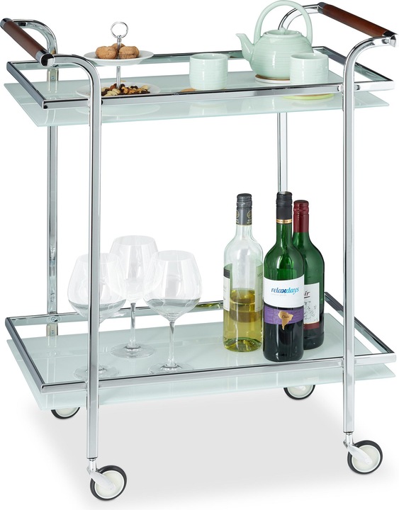 Actual product image Relaxdays Frosted Glass Side Trolley