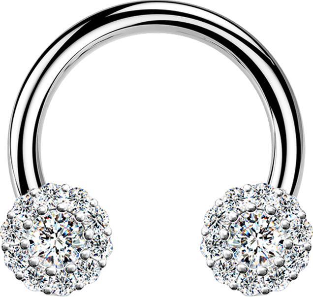 Produktbild Star Piercing Micro Circular Barbell silber Gänseblümchen Kristall silber (Messing, Chirurgenstahl 316L)
