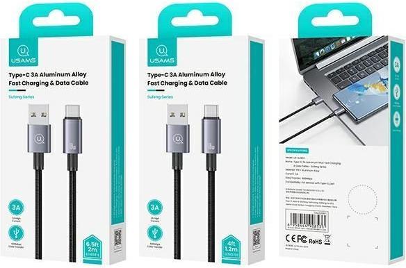 Produktbild Usams Kabel USB na USB-C 3A 1,2m Fast Charging stalowy/tarnish SJ663USB01 (US-SJ663) (1.20 m)