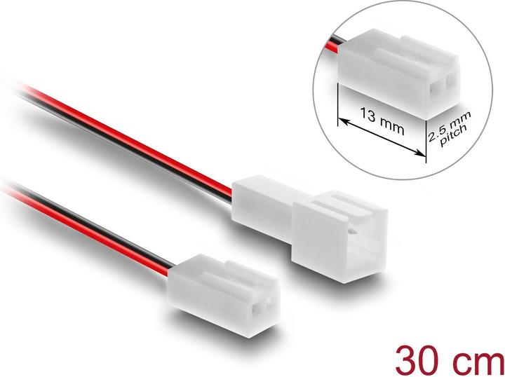 Image du produit Delock Lüfter Verlängerungskabel Stecker zu Buchse 2 Pin, St (30 cm)