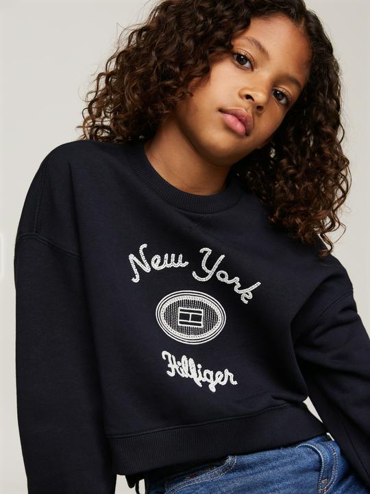 Produktbild Tommy Hilfiger Kids NY Geborduurde Sweater - Girls - Blauw - 16 jaar (176)