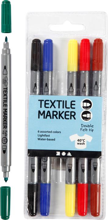 Image du produit Creativ Company Crayons de peinture pour tissu "Couleurs standard", 6 pièces (6x)