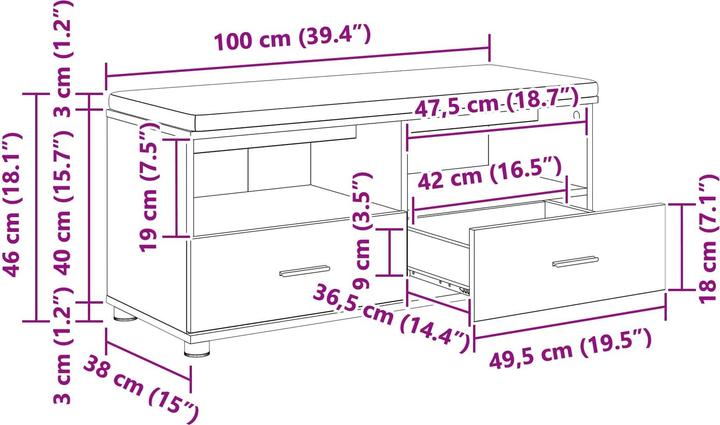 Image du produit vidaXL Flurbank (100 cm)