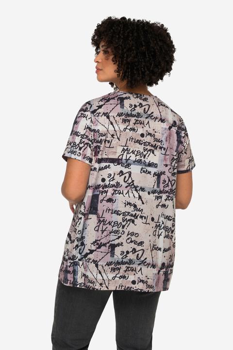 Actual product image Angel of Style Oversized Half-Sleeve Crew Neck Scribble Pattern Smiley T-Shirt (46)