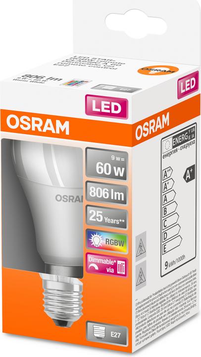 Actual product image Osram Led Retrofit Rgbw Lamps With Remote Control (E27, 60 W, 806 lm, 1 x, G)